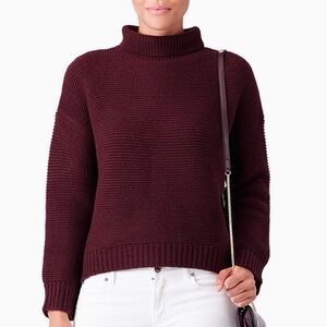 Vince Cashmere Wool Blend Chunky Turtleneck Sweater, Eggplant, Size XS